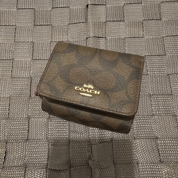Coach Handbags - Coach Maroon Leather Wallet with Gold Details